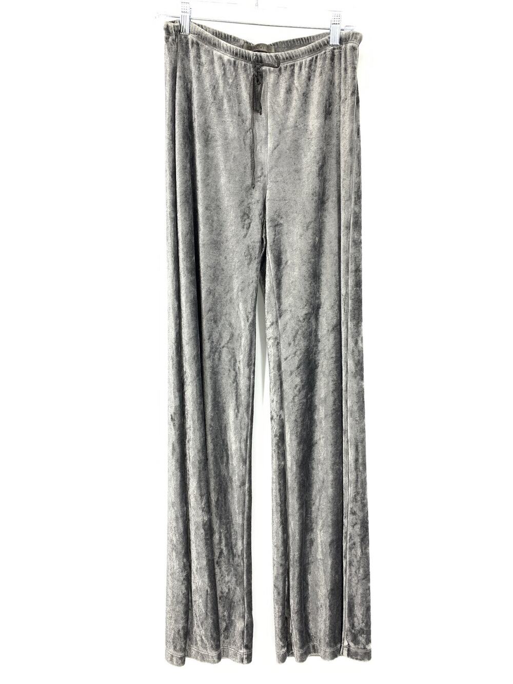 XCVI Womens Size S Velvet Elastic Waist High Rise Straight Leg Chaleur Pant Gray